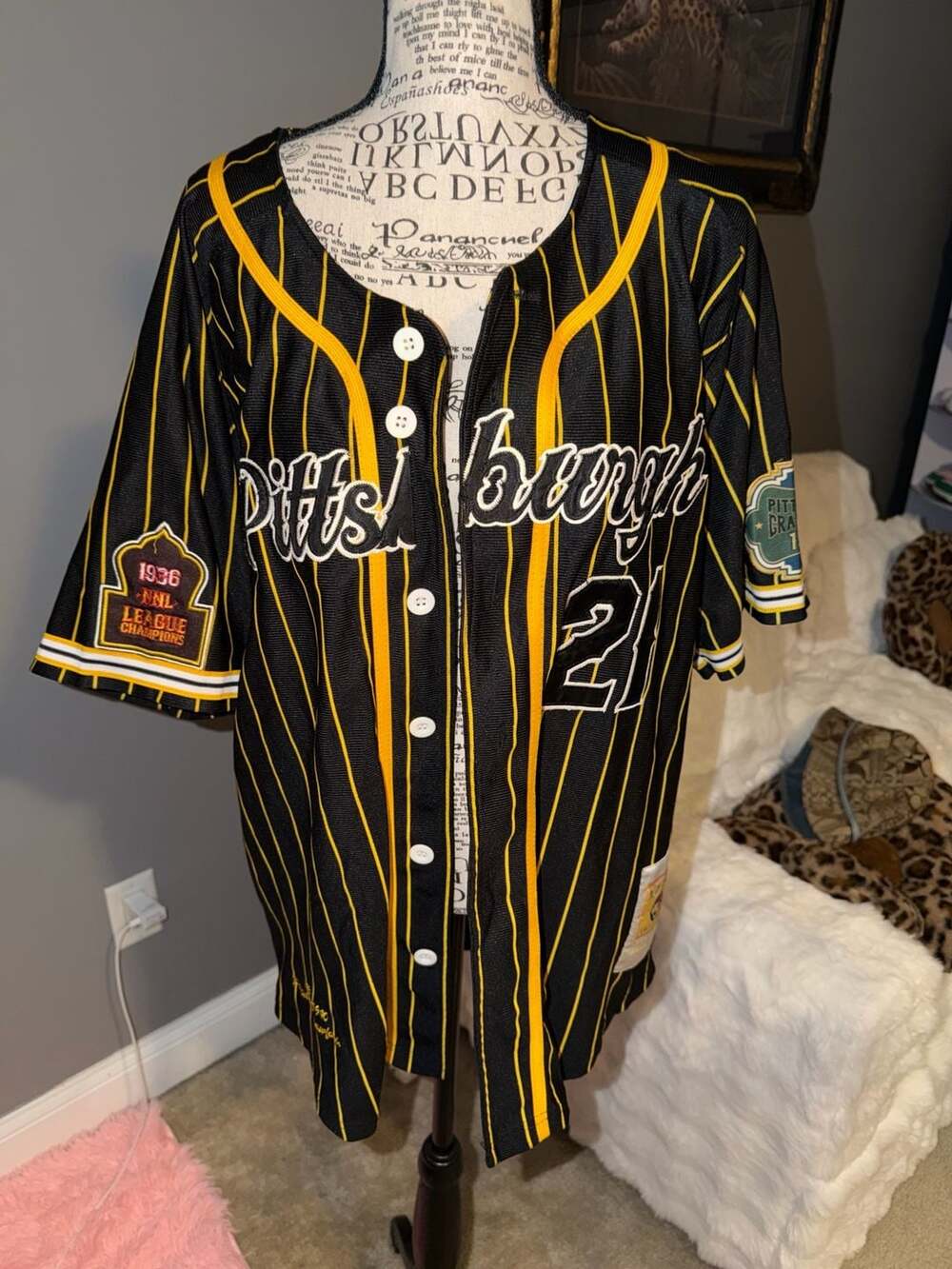 Headgear Classics Pittsburgh Crawfords Negro League Baseball Jersey Size L #21